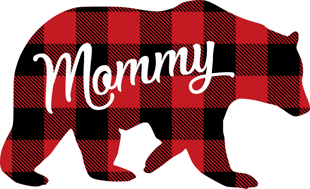 (s232-CC) Bear Family Custom Text Buffalo Plaid
