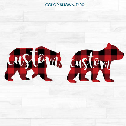 (s232-C1) Bear Family Custom Text Printed Heat Transfer or Sticker