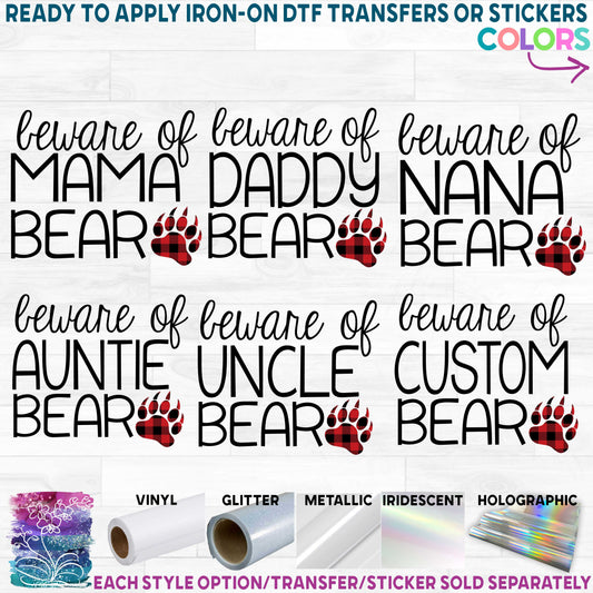 (s232-F) Beware of Mama Bear Family Custom Text