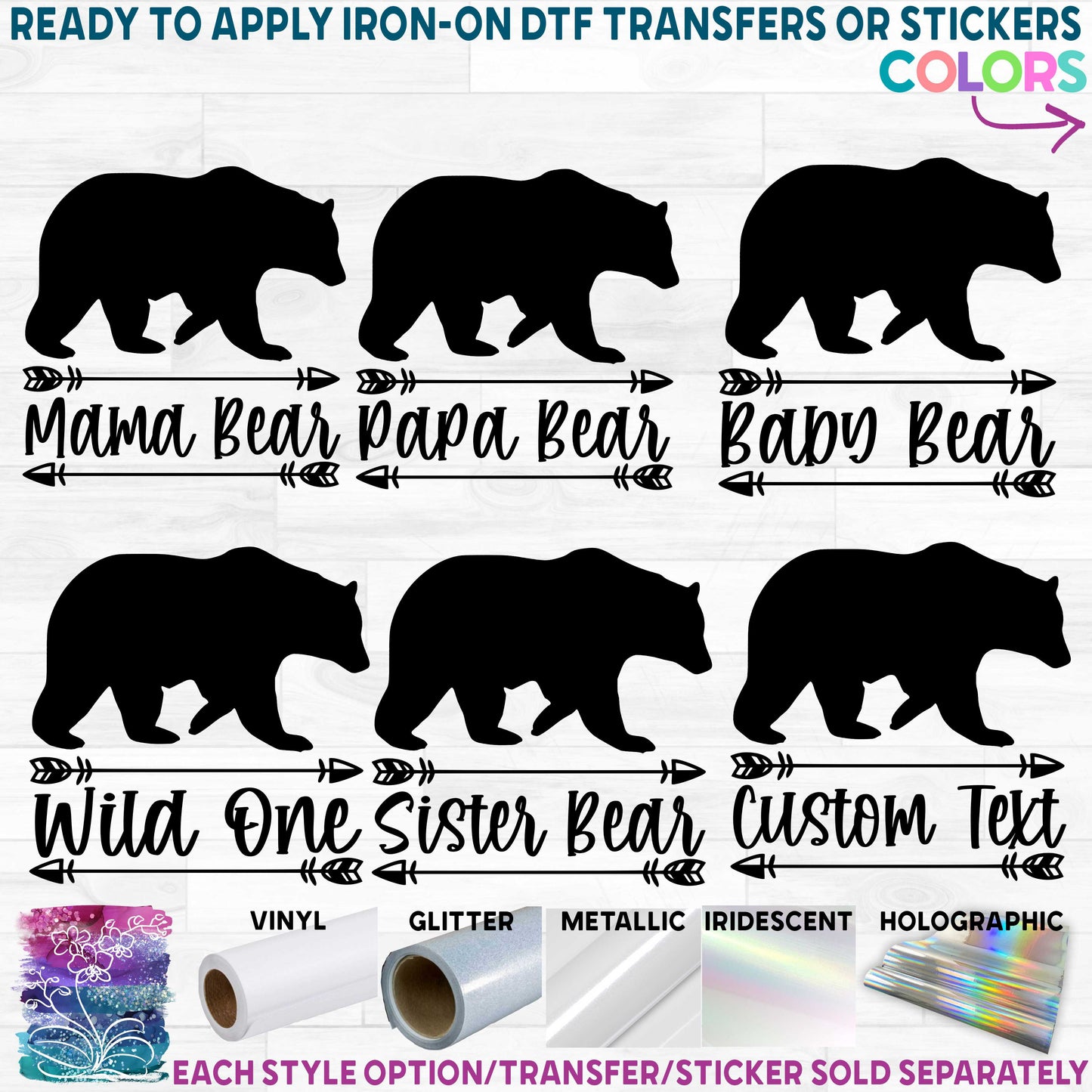 (s232-O) Bear Family Mama Custom Text