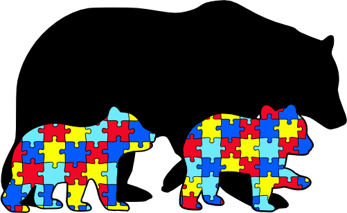 (s232-R2) Mama & 2 Baby Bear Cubs Autism Puzzle