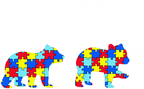 (s232-R2) Mama & 2 Baby Bear Cubs Autism Puzzle