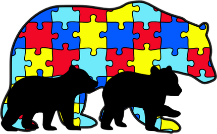(s232-R5) Autism Puzzle Bear with 2 Cubs