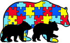 (s232-R5) Autism Puzzle Bear with 2 Cubs