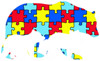 (s232-R5) Autism Puzzle Bear with 2 Cubs