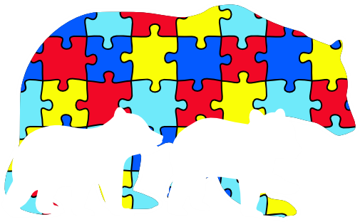(s232-R5) Autism Puzzle Bear with 2 Cubs