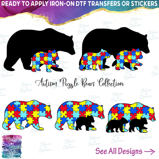 (s232-R) Adult Bear with 1 or 2 Baby Little Bears Cubs Cub Autism Puzzle