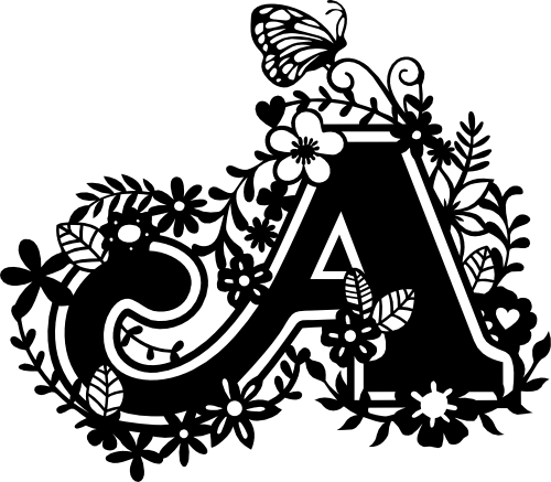 (233-A) Secret Garden Monogram Letter Floral Butterfly