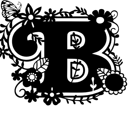 (233-B) Secret Garden Monogram Letter Floral Butterfly