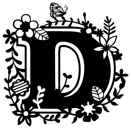 (233-D) Secret Garden Monogram Letter Floral Butterfly