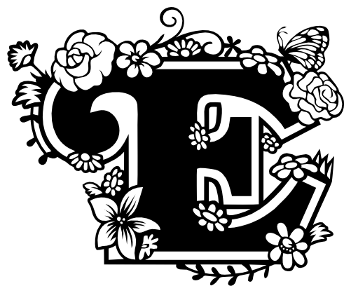 (233-E) Secret Garden Monogram Letter Floral Butterfly