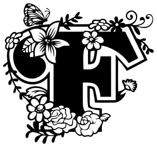 (233-F) Secret Garden Monogram Letter Floral Butterfly