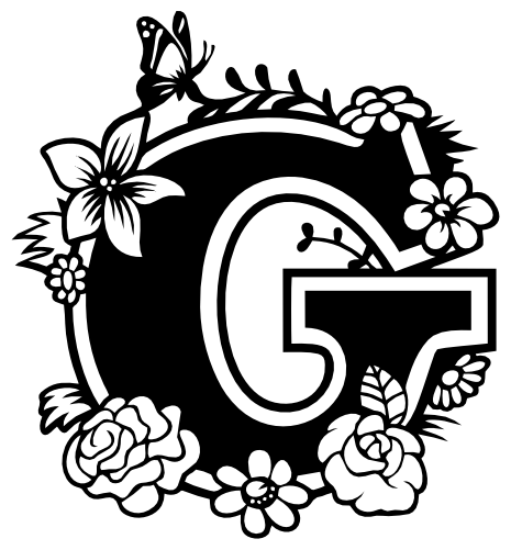 (233-G) Secret Garden Monogram Letter Floral Butterfly