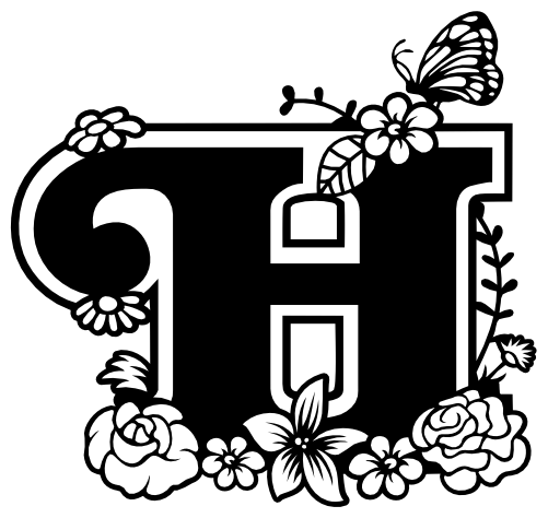 (233-H) Secret Garden Monogram Letter Floral Butterfly