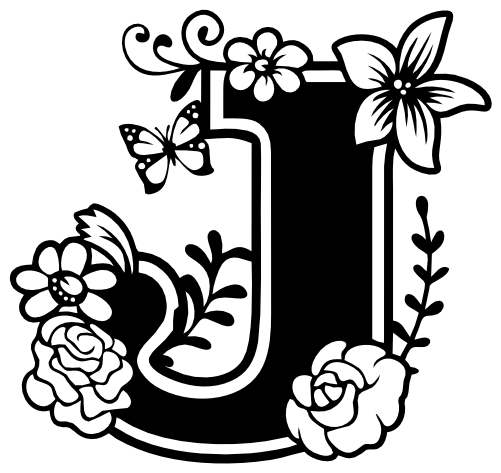 (233-J) Secret Garden Monogram Letter Floral Butterfly