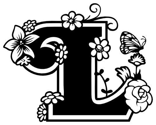 (233-L) Secret Garden Monogram Letter Floral Butterfly