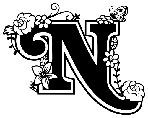 (233-N) Secret Garden Monogram Letter Floral Butterfly