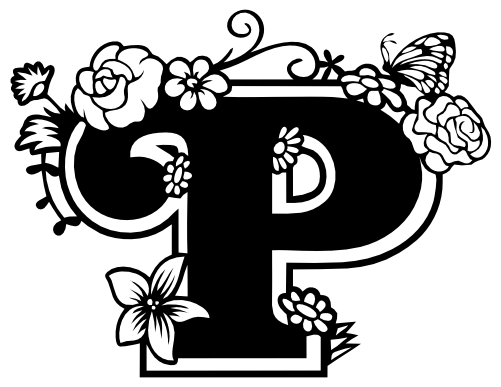 (233-P) Secret Garden Monogram Letter Floral Butterfly