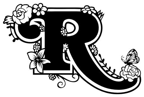 (233-R) Secret Garden Monogram Letter Floral Butterfly