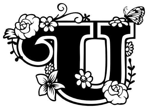 (233-U) Secret Garden Monogram Letter Floral Butterfly