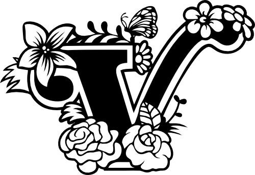 (233-V) Secret Garden Monogram Letter Floral Butterfly