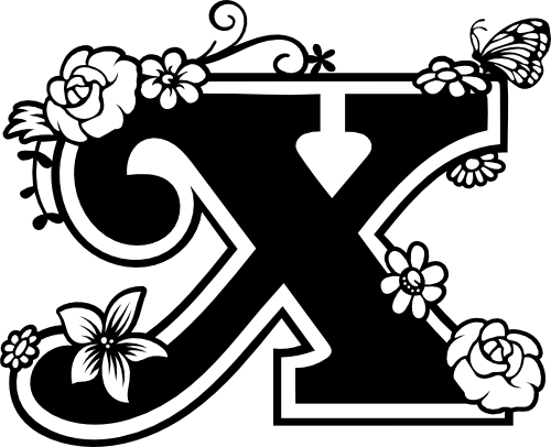 (233-X) Secret Garden Monogram Letter Floral Butterfly