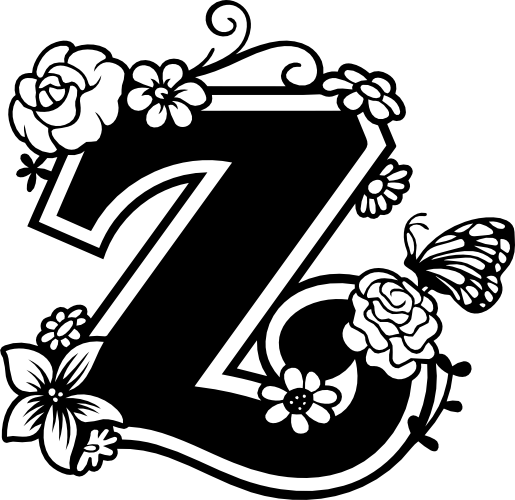 (233-Z) Secret Garden Monogram Letter Floral Butterfly