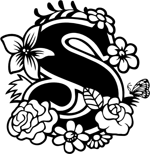 (233-S) Secret Garden Monogram Letter Floral Butterfly