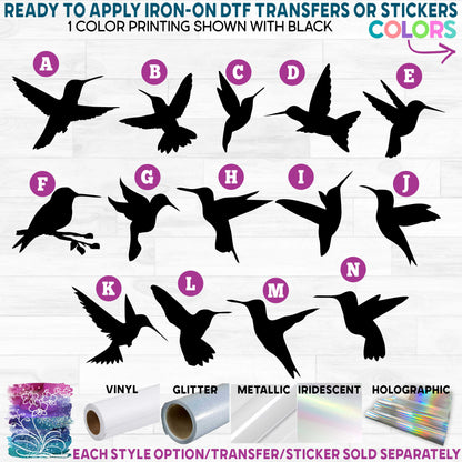 (s023) Hummingbirds Hummingbird Bird Birds Printed Heat Transfer or Sticker