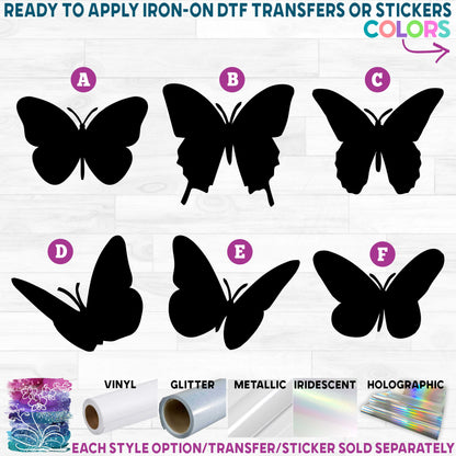 (s024-1) Solid Butterfly Butterflies Printed Heat Transfer or Sticker