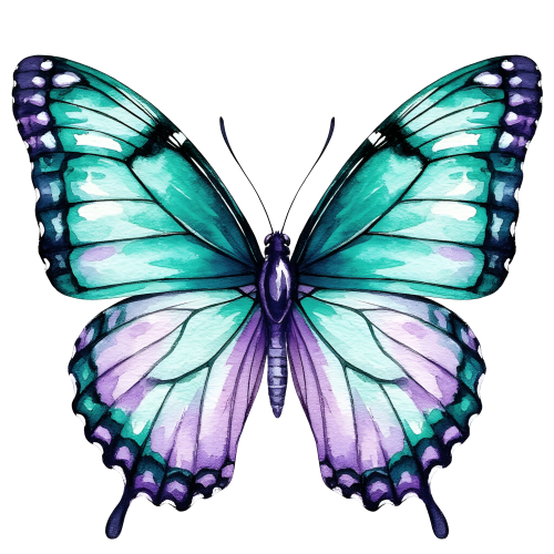 (s024-3G) Green Purple Butterfly