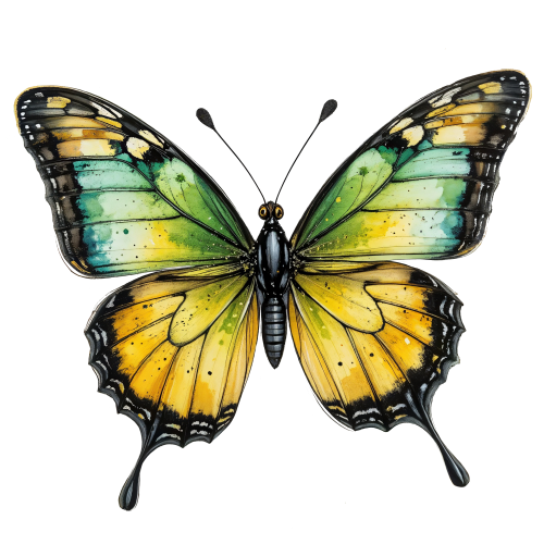 (s024-3K) Yellow Green Butterfly