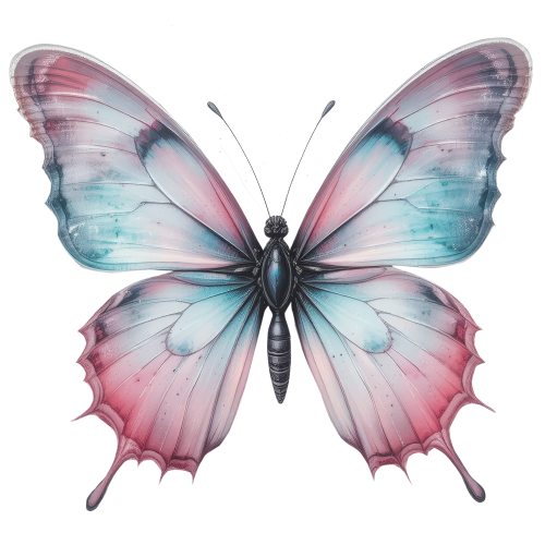 (s024-3M) Pink Blue Butterfly