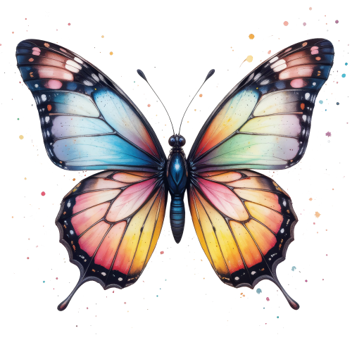 (s024-3O) Blue Pink Butterfly