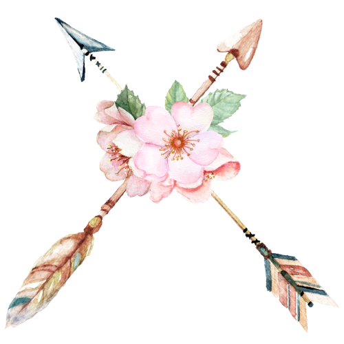 (s240-B) Watercolor Crossed Arrows Pink Flowers