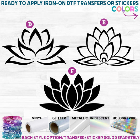 (s241-1) Lotus Flower Flowers Printed Heat Transfer or Sticker