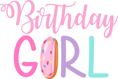 (s242-3B) Birthday Girl 6 Donut Color Options
