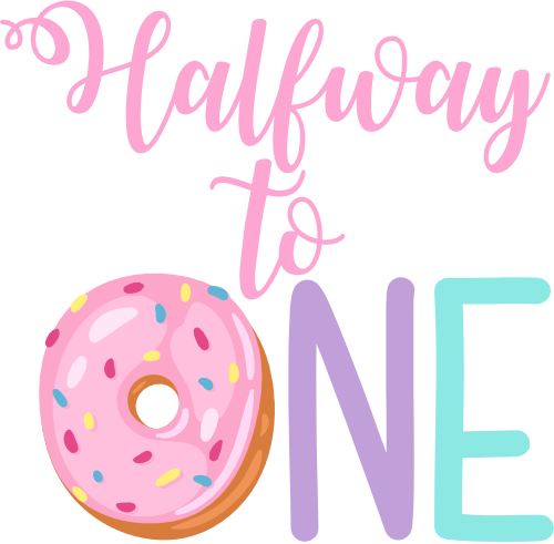 (s242-3B) Halfway to One 6 Donut Color Options