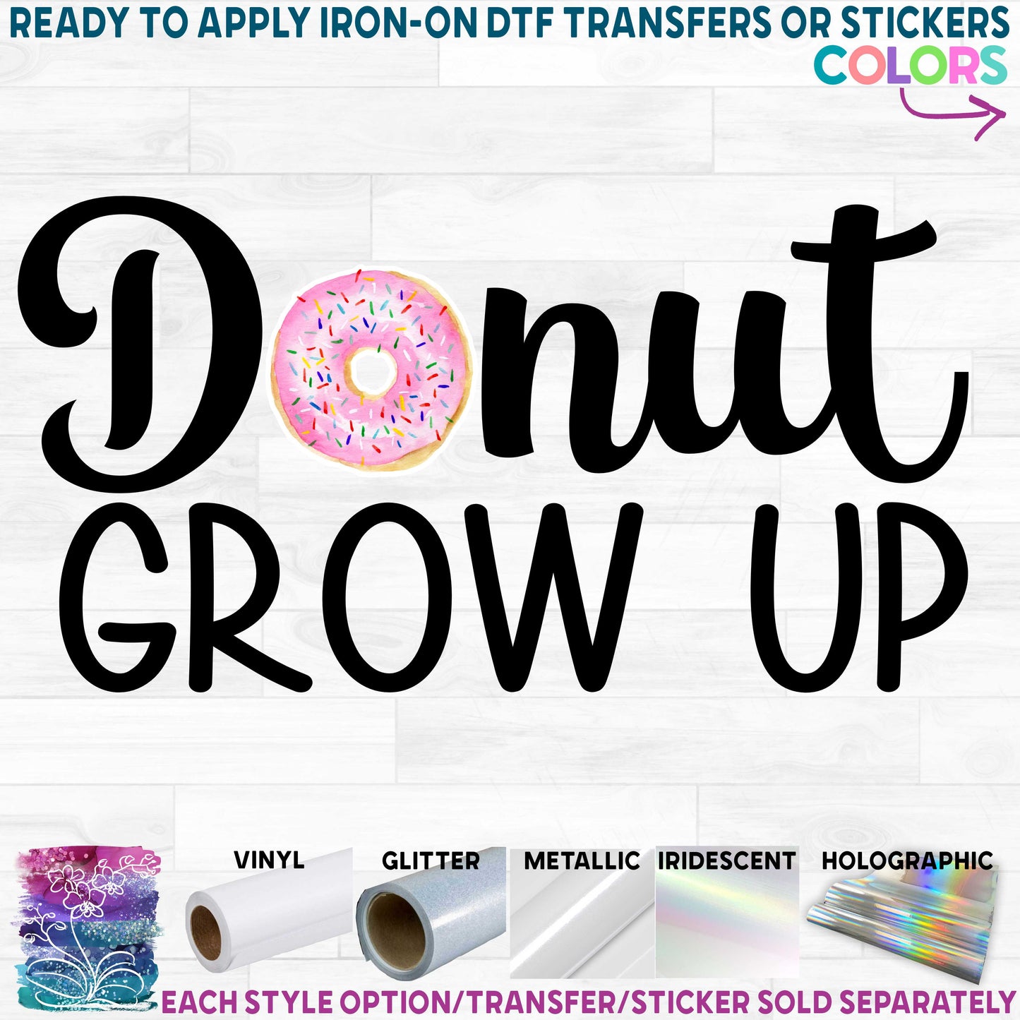 (s242-9D) Donut Grow Up Watercolor 82 Donut Style Options