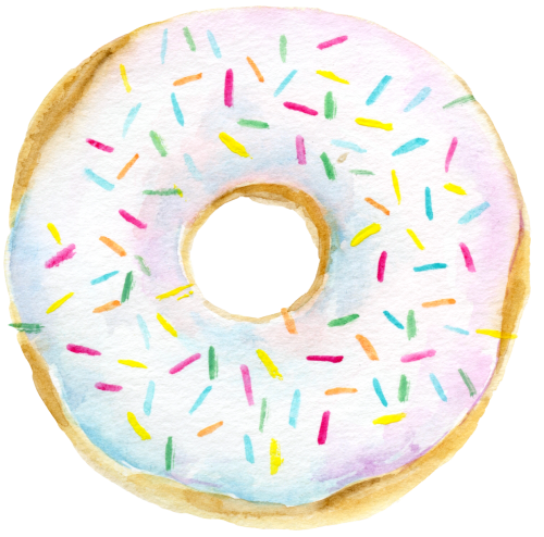 (s242) Watercolor Donut with Sprinkles