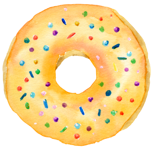 (s242) Watercolor Donut with Sprinkles