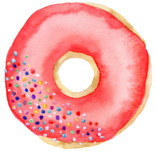 (s242) Watercolor Donut with Sprinkles