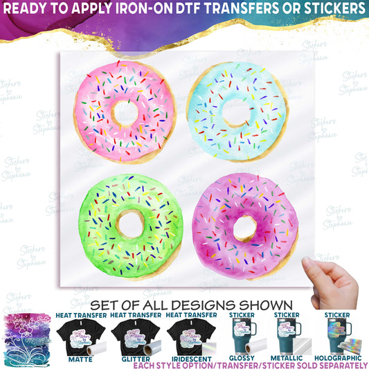(s242-G1) Set of 4 Donuts Pink Purple Blue Green