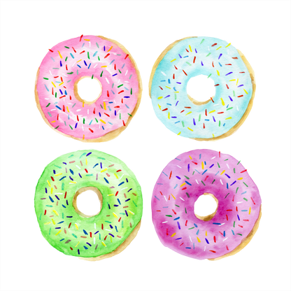 (s242-G1) Set of 4 Donuts Pink Purple Blue Green