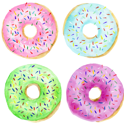 (s242-G1) Set of 4 Donuts Pink Purple Blue Green