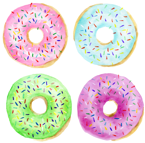 (s242-G1) Set of 4 Donuts Pink Purple Blue Green