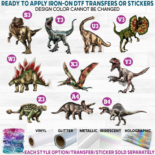 (s244-3) Dinosaurs Dinosaur Printed Heat Transfer or Sticker