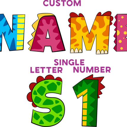 (244-06-A) Dinosaur Letters Custom Name Text