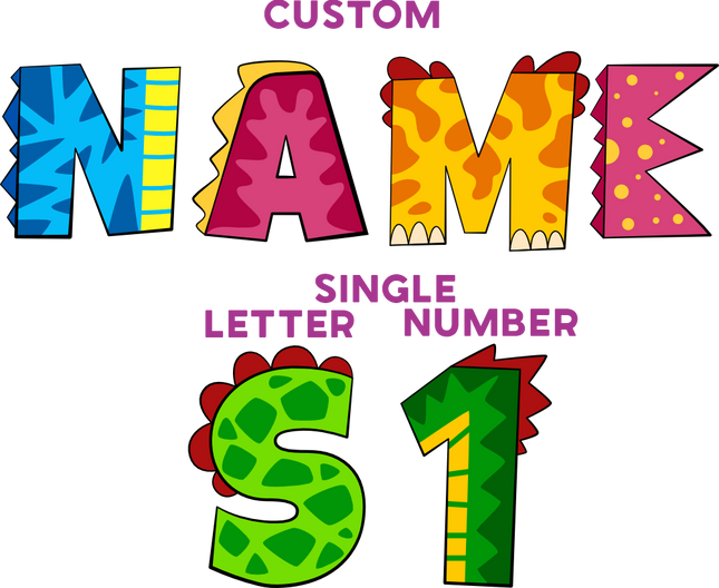 (244-06-A) Dinosaur Letters Custom Name Text