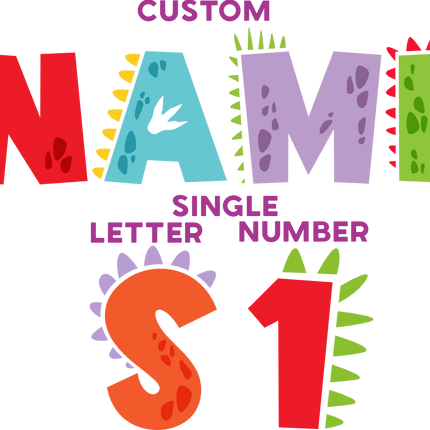 (244-06-B) Dinosaur Letters Custom Name Text
